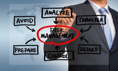risk management flow chart concept handwritten by businessman